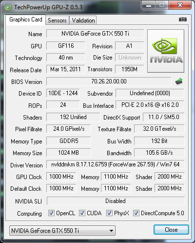    Nvidia Geforce Gtx 550 Ti  Windows 7 64 -  11