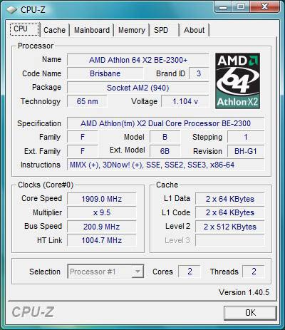 cpu-z AMD Athlon X2 BE-2300