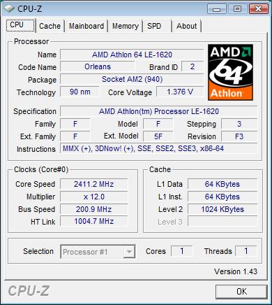 cpu-z Athlon LE-1620