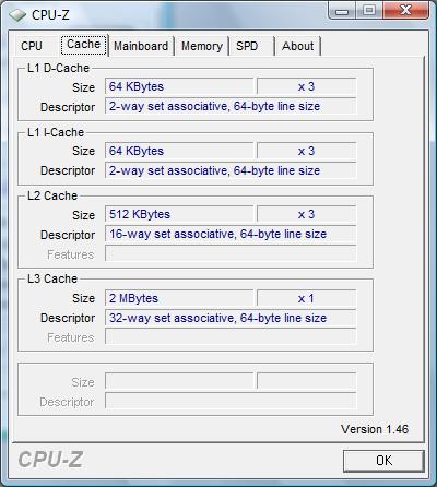 cpu-z cache AMD Phenom X3 8450