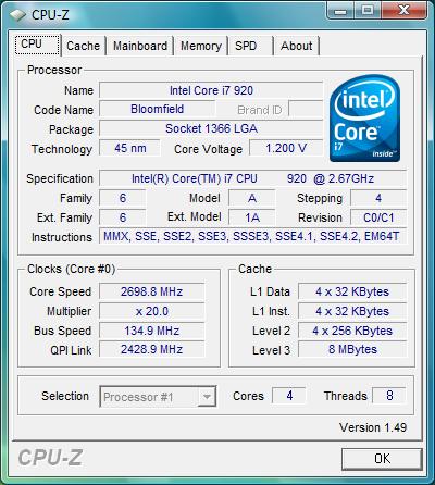 cpu-z Intel Core i7-920