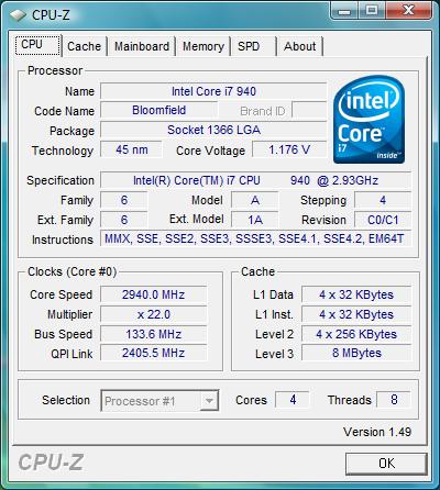 cpu-z Intel Core i7-940