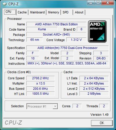 cpu-z AMD Athlon X2 7750 Black Edition
