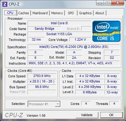 cpu-z Intel Core i5-2300