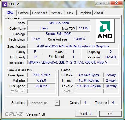 cpu-z AMD APU A8-3850