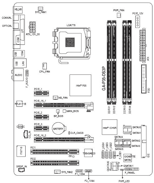 Подключение gigabyte ga p35 ds3p