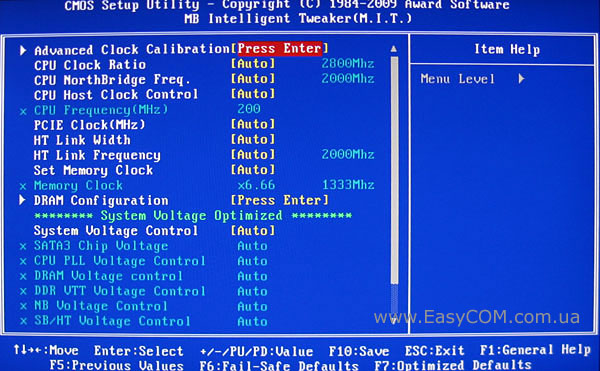 Bios mb intelligent tweaker m i t настройка