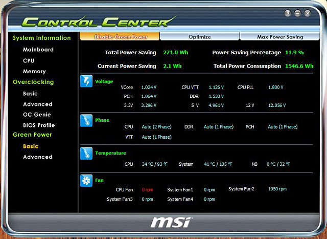 Msi control center