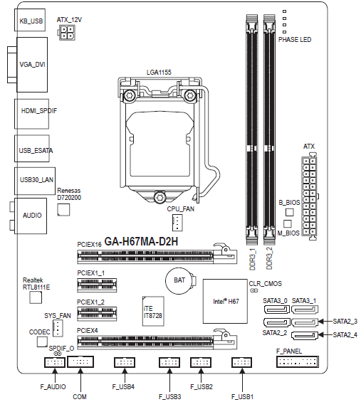 Gigabyte ga h61m s1 схема