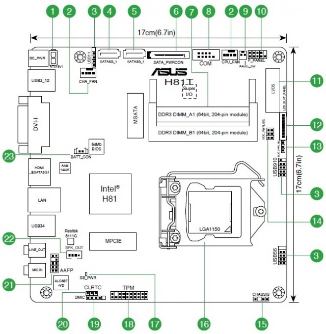 Материнская плата asus h81m k схема подключения