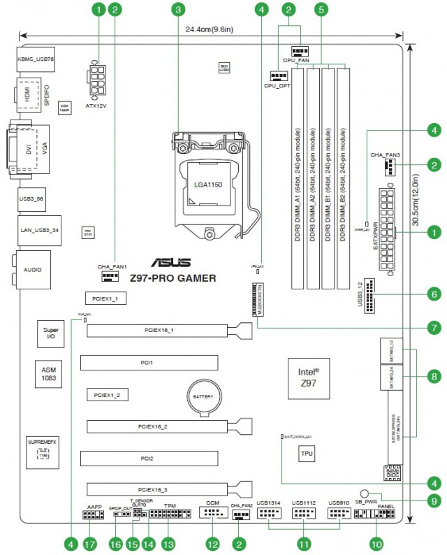 Asus z97 pro wifi ac схема подключения