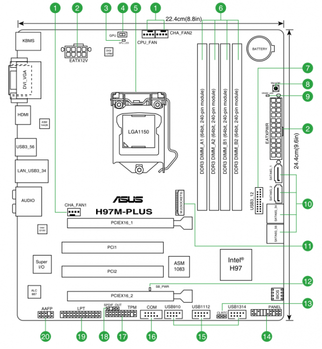 Плата b75m plus. ASUS h97m-e подключение передней панели. Схема материнской платы ASUS m5a97 Plus. Материнская плата ASUS h97m. Материнская плата ASUS h97-Plus схема.