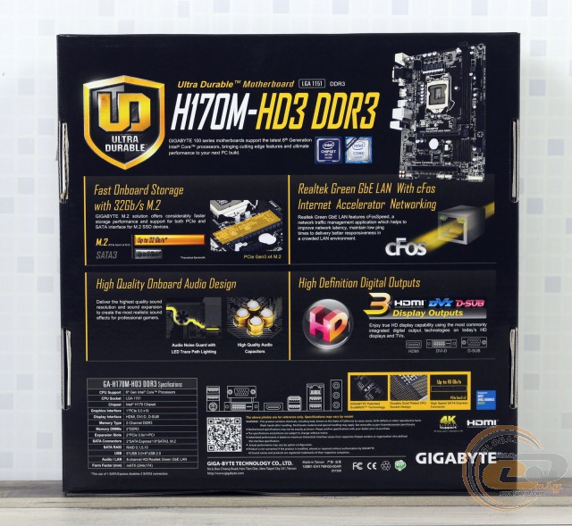 GIGABYTE GA-H170M-HD3 DDR3