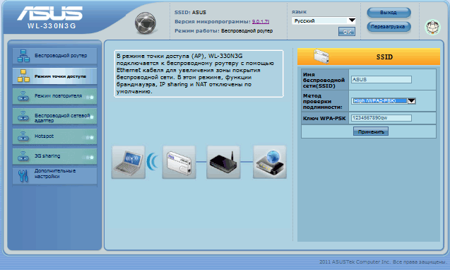 Asus wl 330n3g настройка