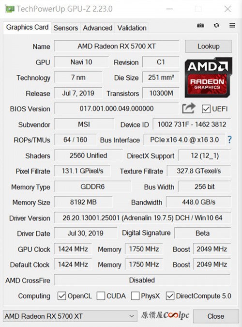 MSI Radeon RX 5700 XT EVOKE OC