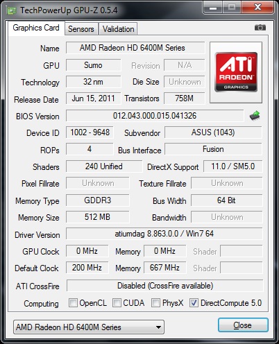 AMD Radeon HD 6480G 512 МБ