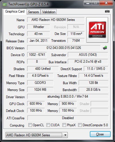 AMD Radeon HD 6650M 1 ГБ 