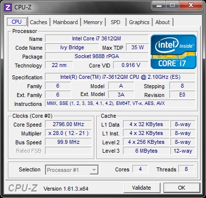 Dell Vostro 3560 CPU-Z