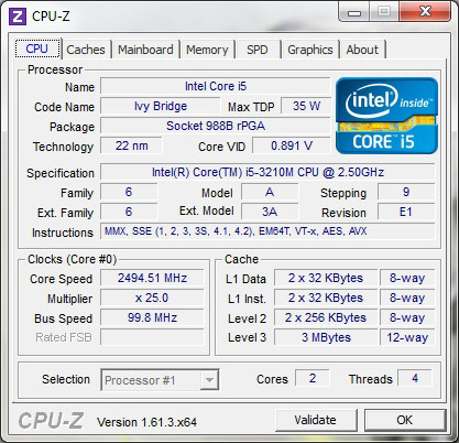 HP Pavilion m6-1061er cpu-z