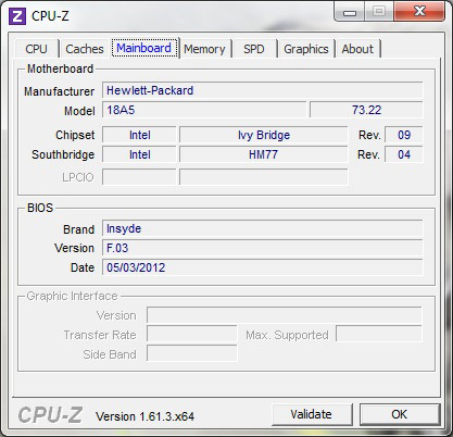 HP Pavilion m6-1061er cpu-z mainboard