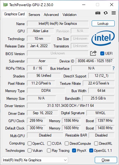 ntel Iris Xe