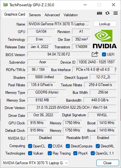 NVIDIA GeForce RTX 3070 Ti