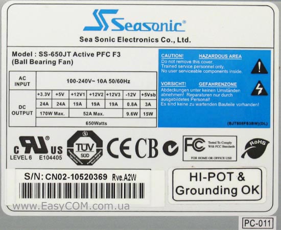 Seasonic SS-650JT Active PFC F3
