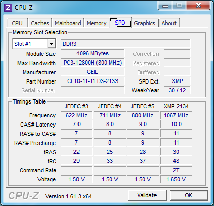 DDR3-2133 GeIL Evo Corsa GOC38GB2133C10ADC cpu-z