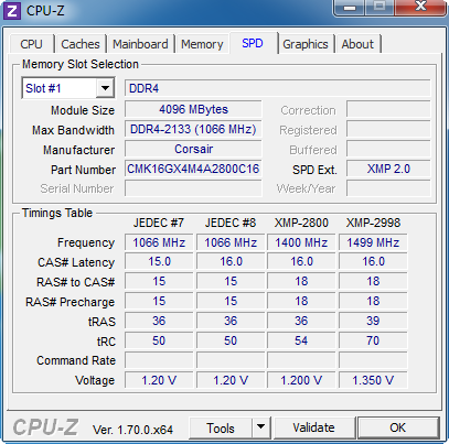 DDR4-2800 Corsair Vengeance LPX CMK16GX4M4A2800C16