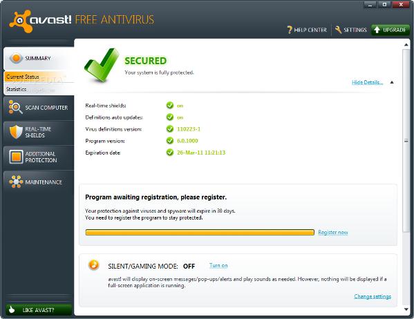 Avast! Free Antivirus  6.0.1000