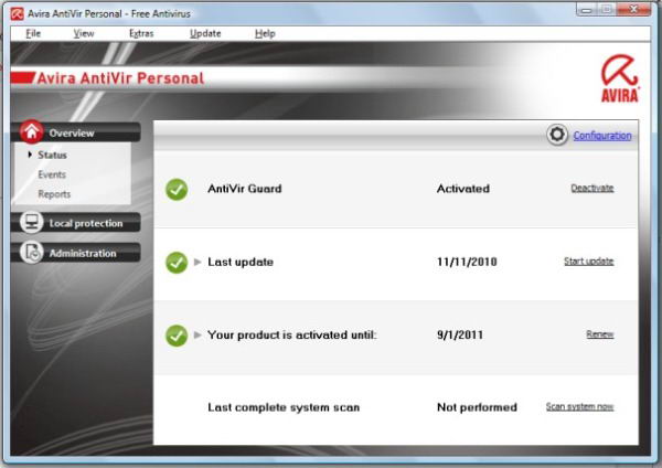 Avira AntiVir  Personal - Free Antivirus