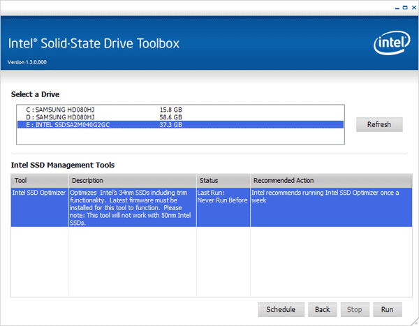 Intel Solid State Drive Toolbox