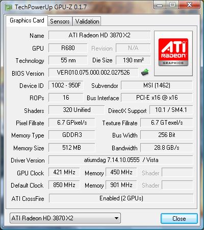 gpu-z Radeon HD 3870 X2 (R680)