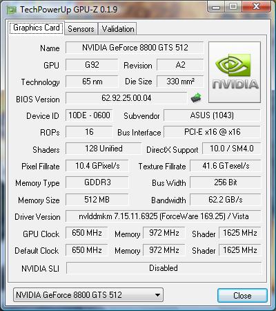 gpu-z ASUS EN8800GTS/HTDP/512M/A