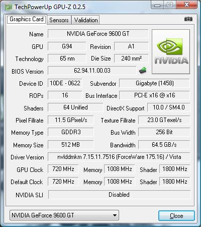 gpu-z NVIDIA GeForce 9600 GT