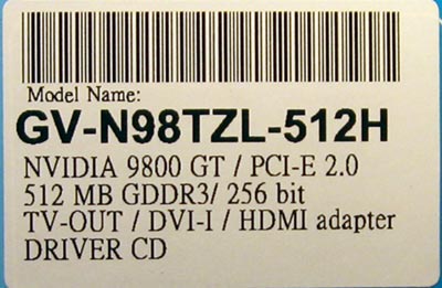 GIGABYTE GV-N98TZL-512H