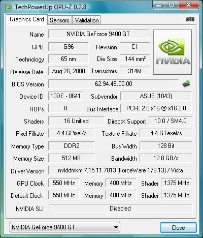 gpu-z ASUS EN9400GT SILENT/HTP/512M