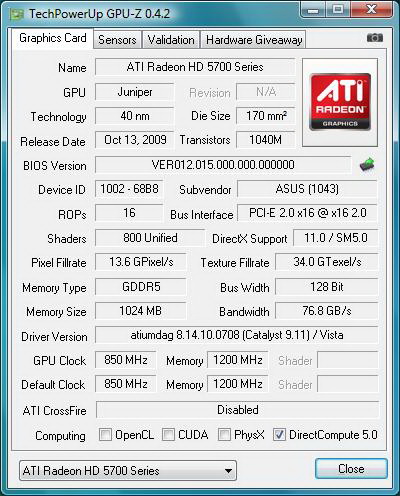 ASUS EAH5770 CUCore/2DI/1GD5