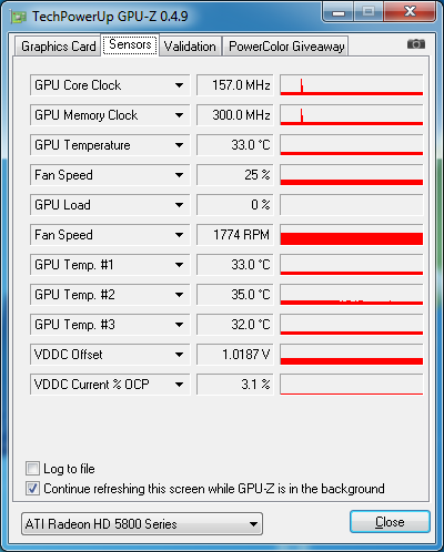 GPU-Z ASUS Radeon HD 5850 Sensors