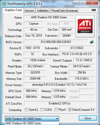 gpu-z 2-Way CrossFireX x16+x16 на Radeon HD 6900