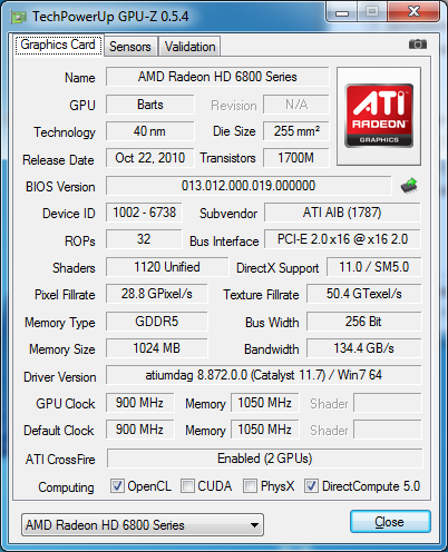 gpu-z PowerColor HD6870x2 2GB GDDR5 (AX6870X2 2GBD5-2DHG)