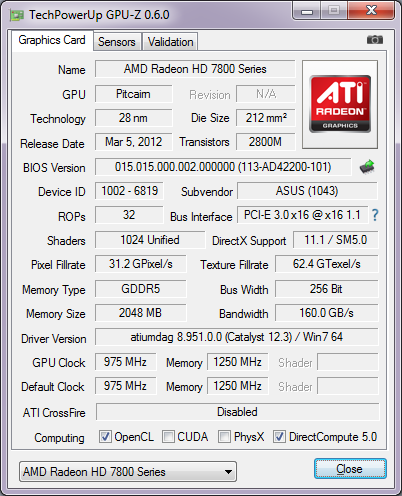 ASUS Radeon HD 7850 DirectCU II TOP