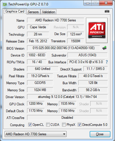 ASUS Radeon HD 7770 DirectCU TOP