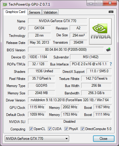 MSI GeForce GTX 770 TWIN FROZR GAMING
