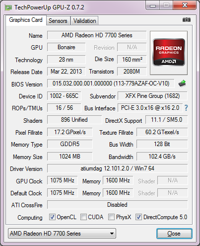 XFX Radeon HD 7790 Core Edition