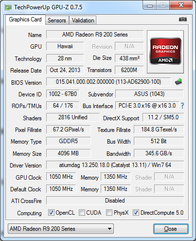 ASUS R9290X-DC2OC-4GD5