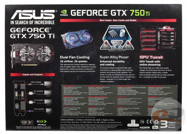 ASUS GeForce GTX 750 Ti ОС (GTX750TI-OC-2GD5)