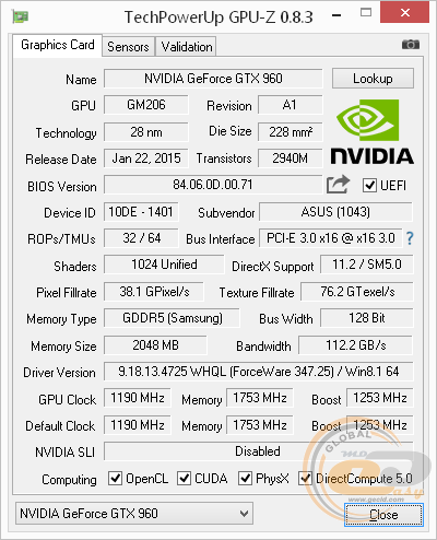 ASUS GeForce GTX 960 Mini OC (GTX960-MOC-2GD5)