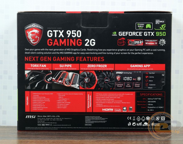 MSI GeForce GTX 950 GAMING 2G