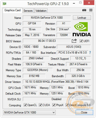 ASUS ROG STRIX GeForce GTX 1080 GAMING Advanced Edition (ROG STRIX-GTX1080-A8G-GAMING)